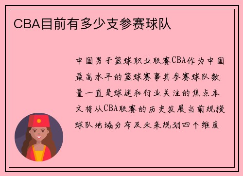 CBA目前有多少支参赛球队